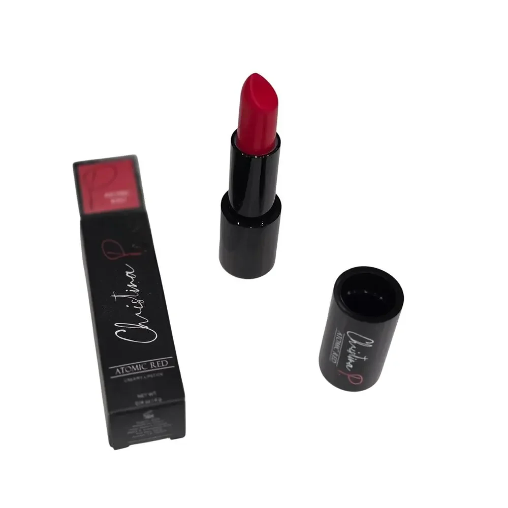 Christina P Atomic Red Lipstick New in Box Vegan Orange Red YMH